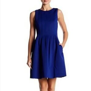 Vince Camuto Royal Blue Fit & Flare Pleated Dress-6